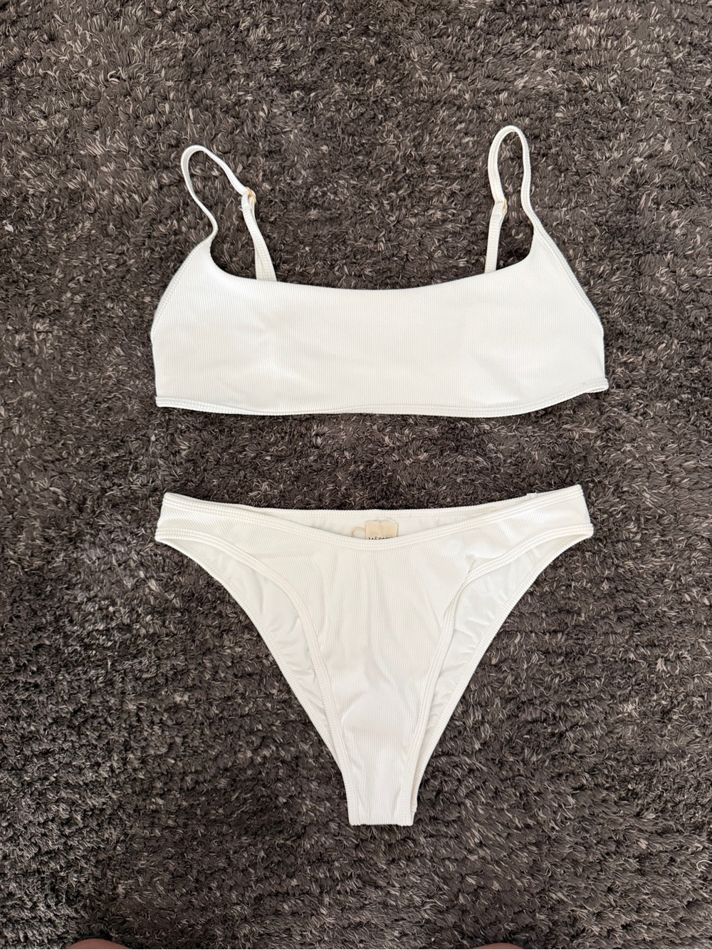 l*space White Ribbed Square-Neck Bikini Set